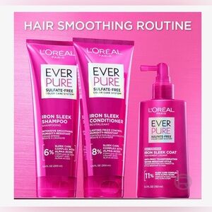 L’Oreal - EverPure Sulfate Free Iron Sleek Smoothing Conditioner,Shampoo & Coat.